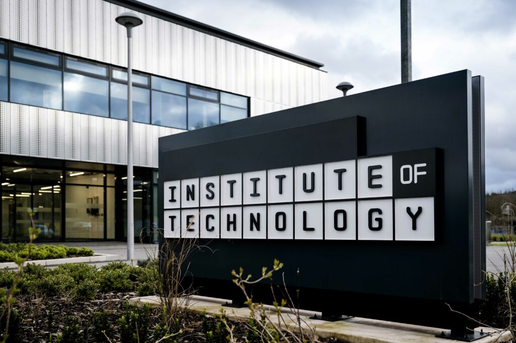 Large external sign which says Institute of Technology.