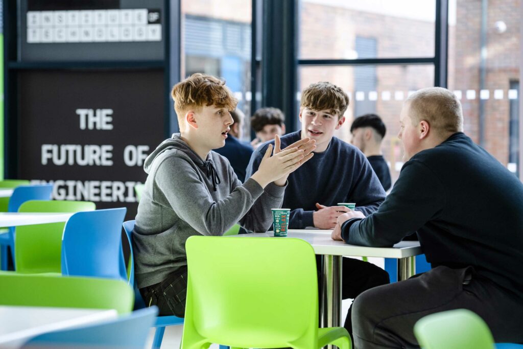 Students sat around a table.